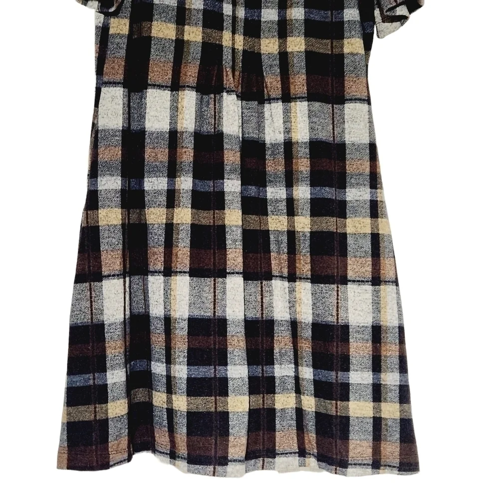 𝅺LA Nouvelle Renaissancela Brown Plaid Print Cowl Neck Sweater Dress Size: M